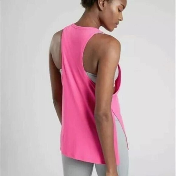 Athleta Womens Size Small Essence Mesh Details Tank Prism Pink Solid Running Gym - Picture 1 of 5